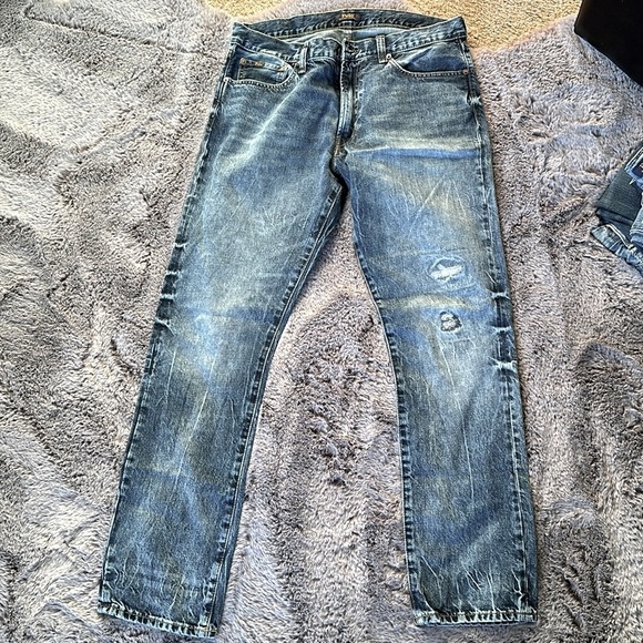 Polo Ralph Lauren Unique Distressed Varick Slim Straight 34 Men’s Jeans - Picture 1 of 13